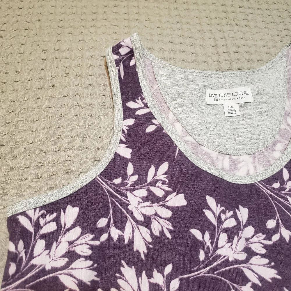 Live Love Lounge Karen Neuburger Purple Floral Pajama Set Large